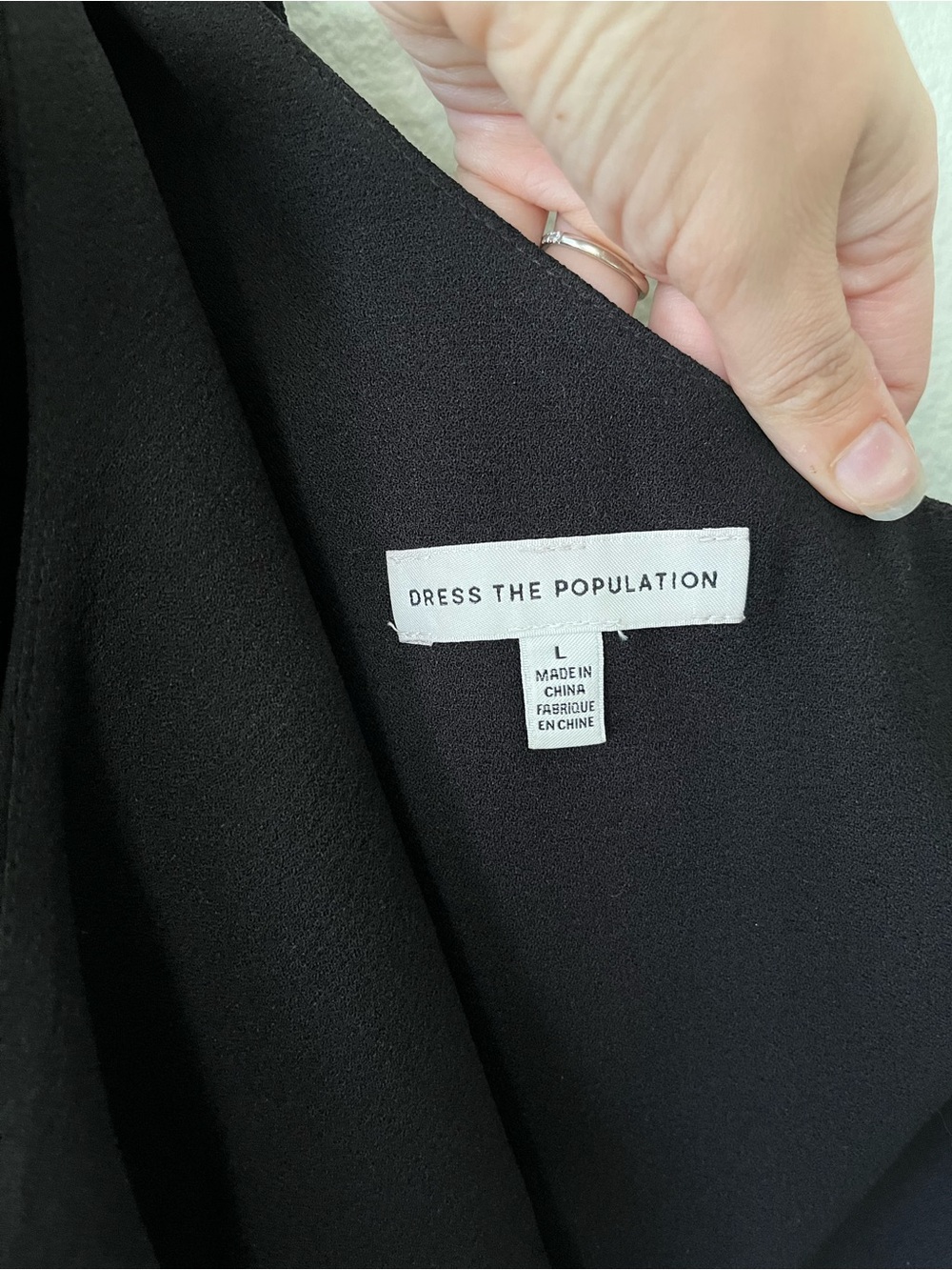 Dress The Population Georgina One Shoulder Crepe Black Gown Women's Size L - Picture 9 of 16